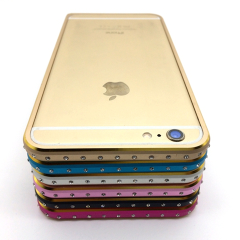 iphone6/6plus水钻金属手机壳苹果4.7/5.5寸新款创意边框保护套女