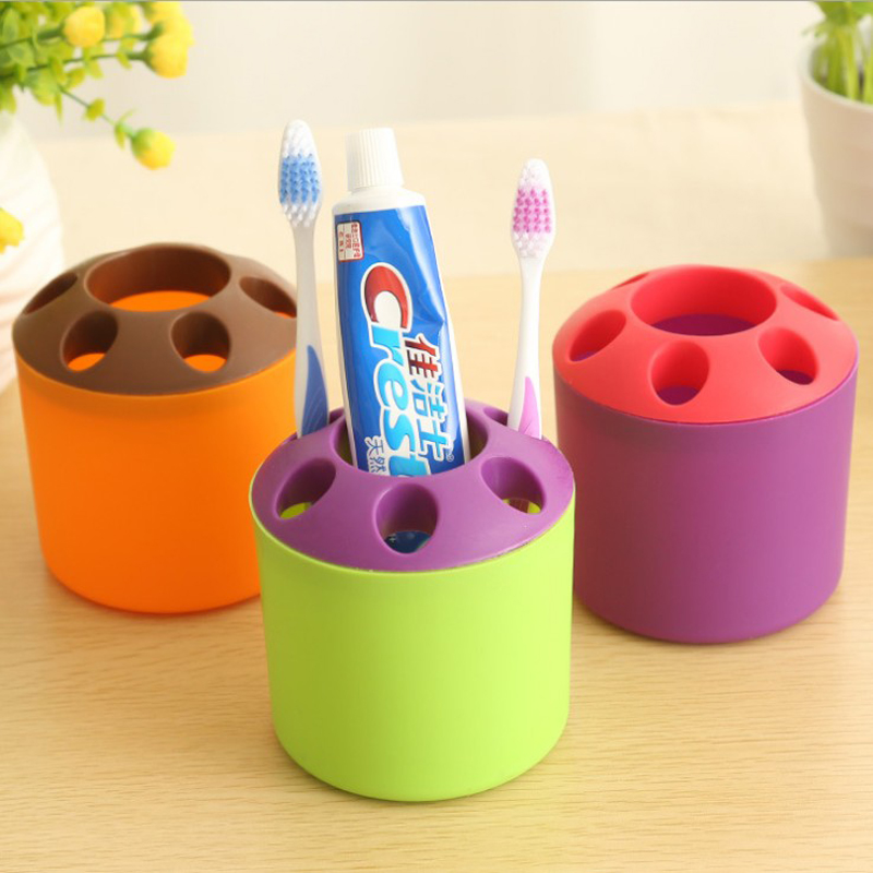 创意多孔牙膏牙刷架 情侣牙具座多功能桌面笔筒牙具座收纳盒特价
