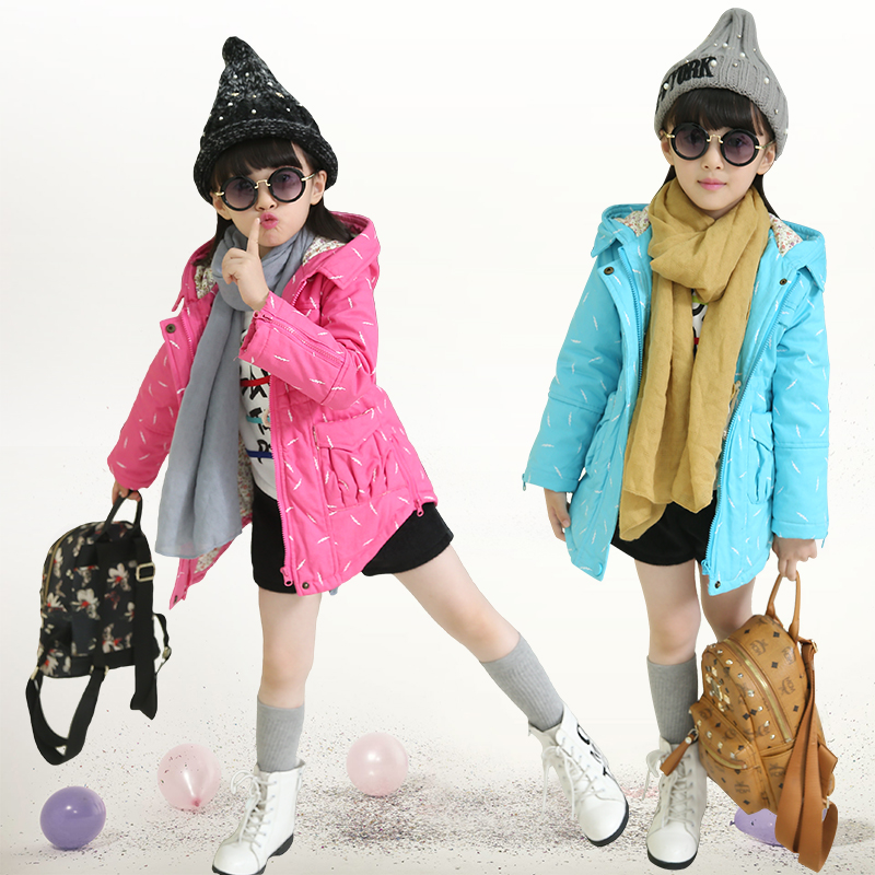 童装女童冬装外套2015新款韩版儿童春秋加绒加厚棉衣中长风衣外套