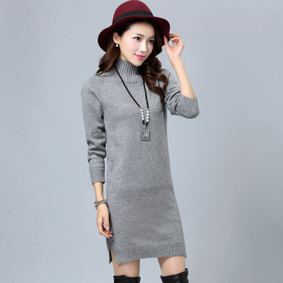 2016冬季韩版中长款高领毛衣女套头针织衫修身加厚羊绒长袖打底衫