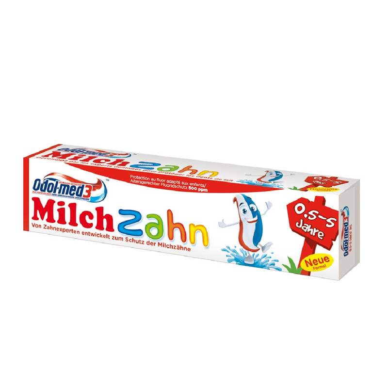 德国进口顺带 Odol-med3牛奶乳钙无糖可食儿童牙膏0.5-5岁50ml折扣优惠信息