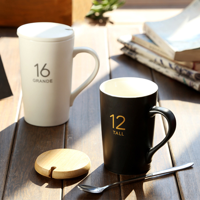 星巴克创意陶瓷杯子马克杯带盖勺咖啡杯牛奶杯大容量水杯定制包邮折扣优惠信息