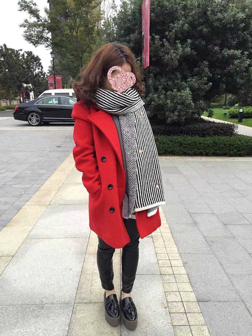 2015秋冬新款 韩版 刺绣爱心黑白条 羊毛毛线围巾 百搭潮品