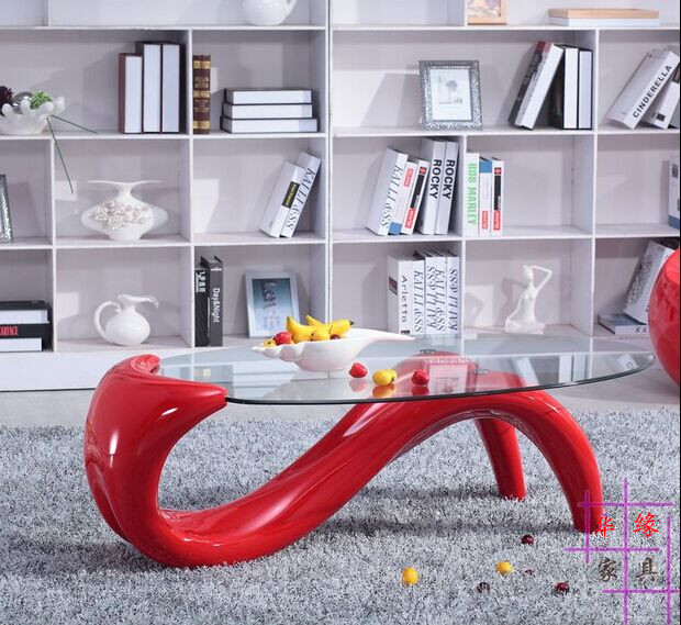 创意个性椭圆形简约现代美人腿钢化玻璃时尚个性客厅美人鱼茶几桌