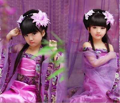 儿童唐装女童古装仙女装少女表演服儿童古代古筝汉服影楼写真服装