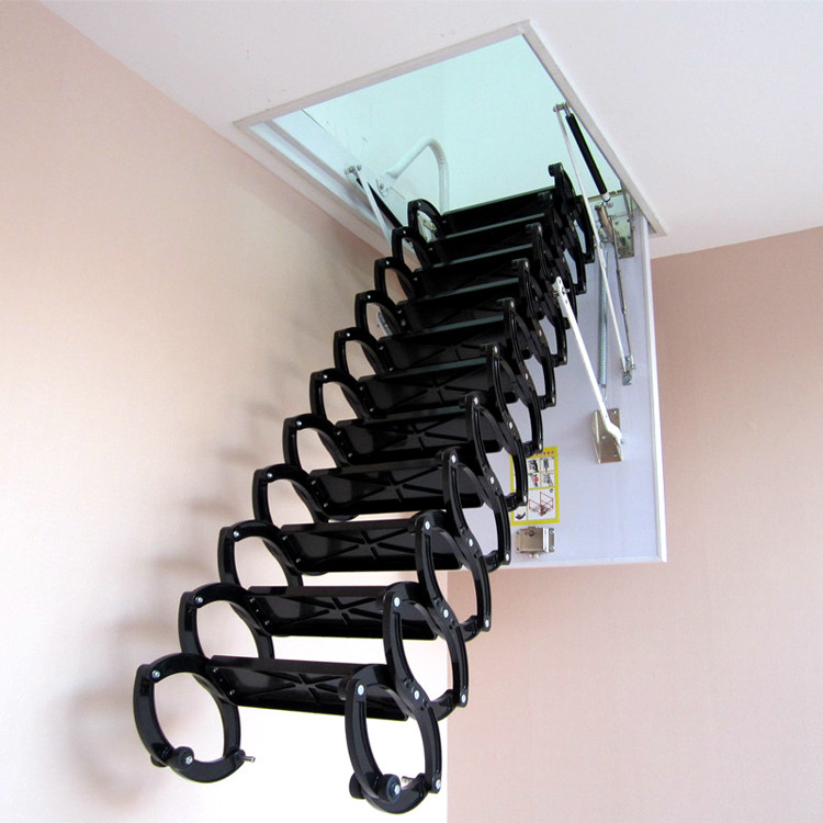 特价隐形阁楼伸缩钢制整体楼梯家用折叠伸缩梯子钢木楼梯整体楼梯