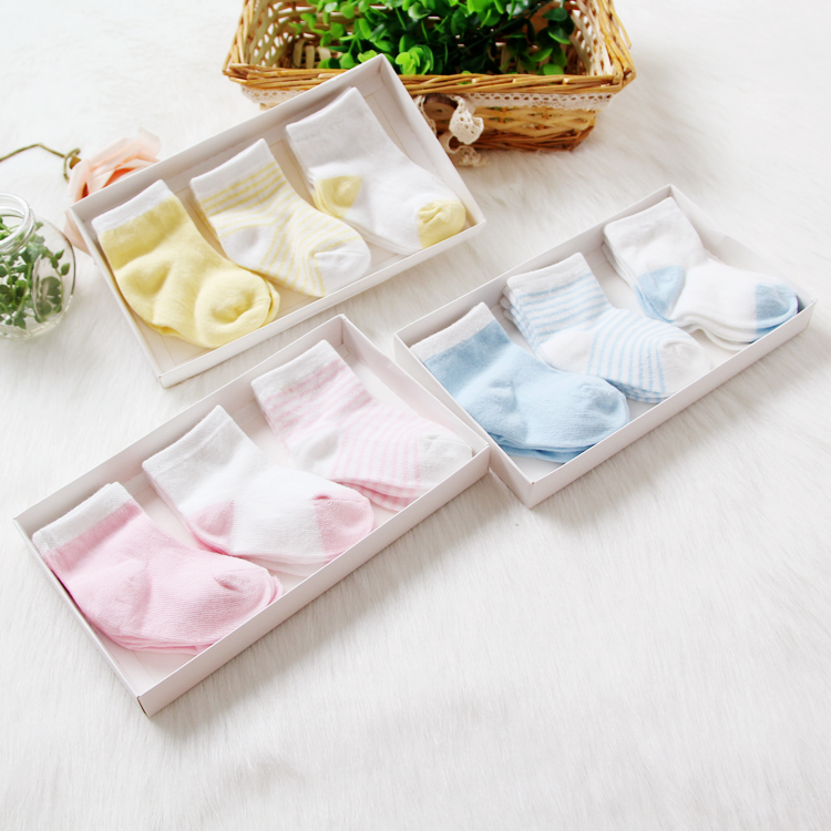 新生儿童棉袜 宝宝袜子秋冬 0到3岁纯棉保暖 婴儿用品三双装包邮