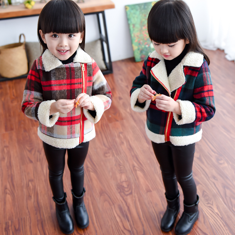 女童2015新款加绒加厚外套韩版儿童妮子女宝宝外套夹克上衣拉链衫