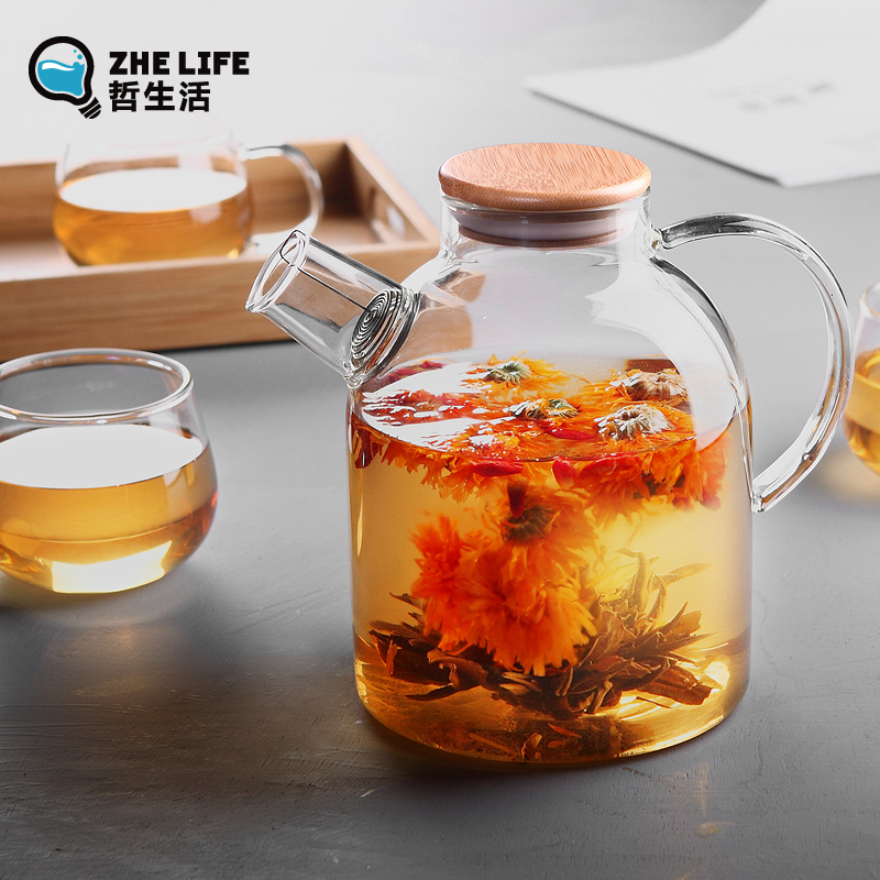 玻璃透明茶壶套装耐高温加厚过滤大容量泡茶壶日式简约茶具花茶壶