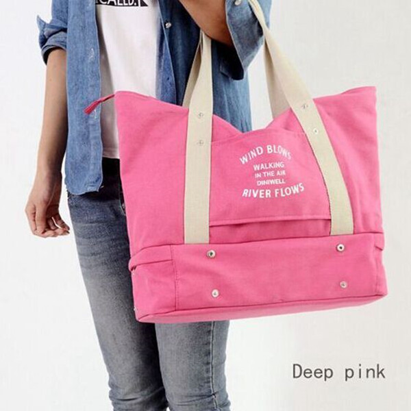 韩版时尚妈咪包大容量单肩手提帆布包短途旅行包大包可套拉杆箱