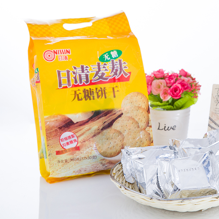 NISSIN上海日清麦麸无糖饼干360克袋装 零食粗粮小零食 2袋包邮折扣优惠信息