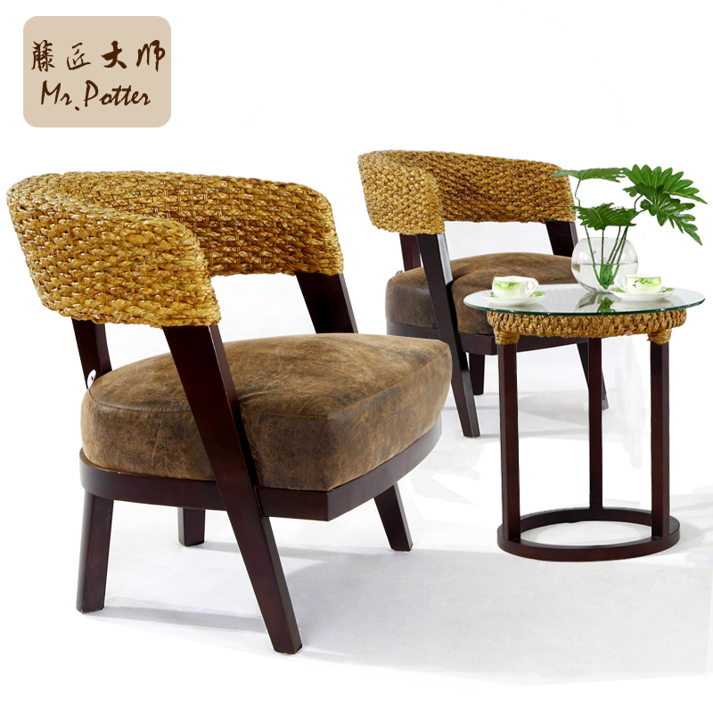 厂家直销藤椅子茶几三件套阳台客厅休闲桌椅会所咖啡厅藤沙发椅