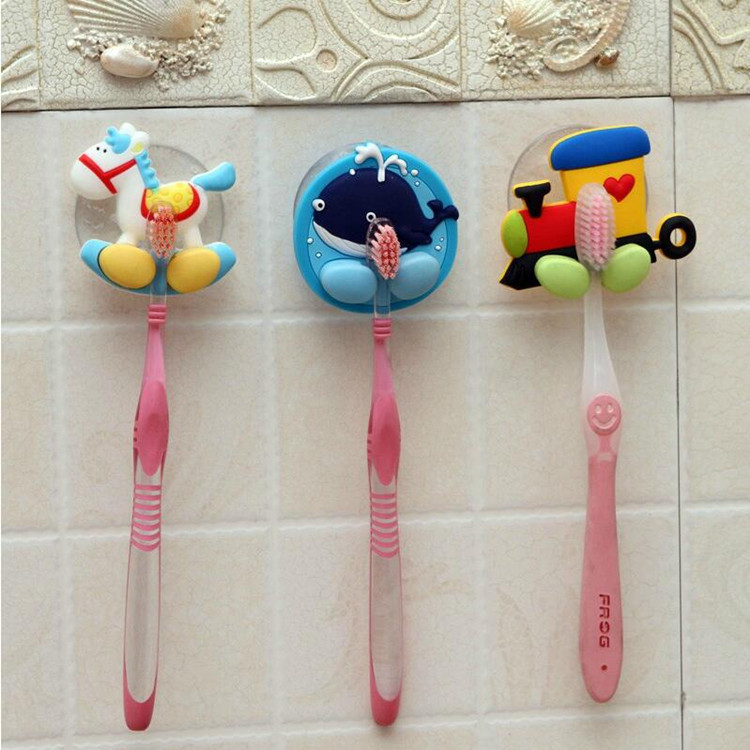 韩国创意卡通儿童牙刷架带漱口杯套装强力吸壁式吸盘式牙具置物架