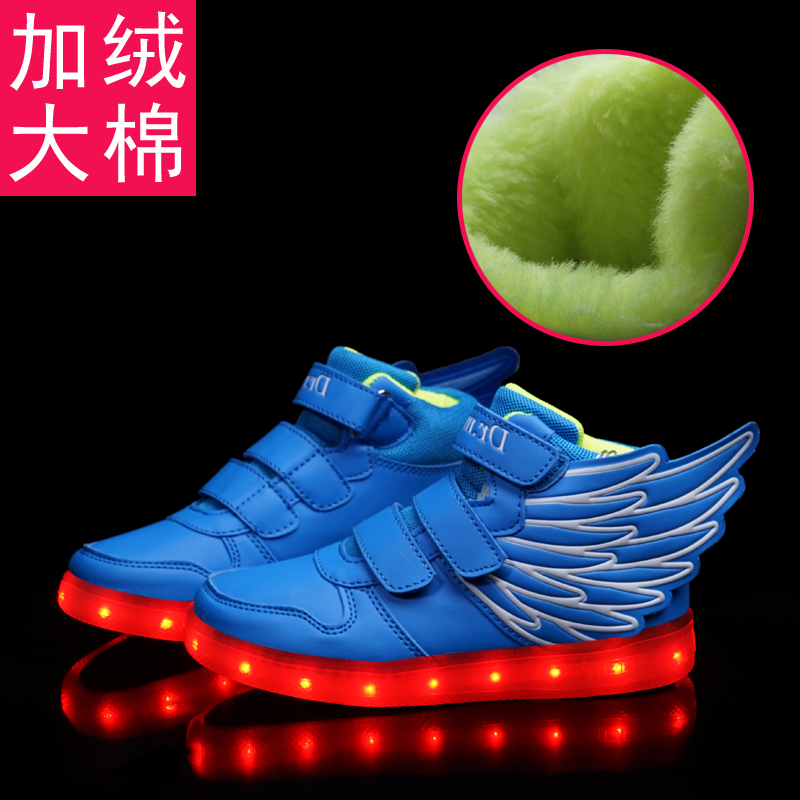 2016春季男童翅膀鞋儿童发光鞋女童夜光鞋灯鞋童鞋运动鞋LED充电