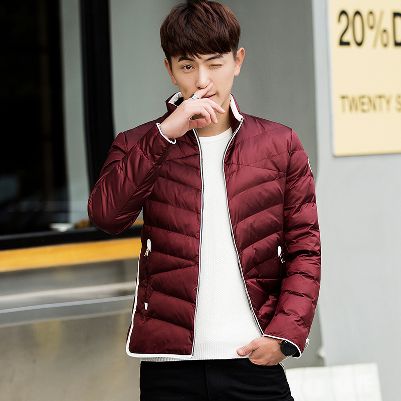 2015新款冬季青年男士棉衣纯色韩版修身型立领短款棉服男装外套潮