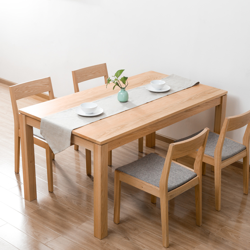 现代简约北欧白橡木长方形餐桌组合实木餐厅家具饭桌子特价原木桌