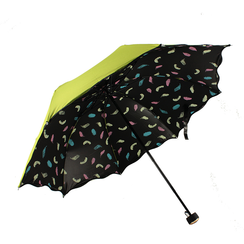 新款折叠七彩羽毛黑胶伞防紫外线超强防晒太阳伞晴雨伞小黑伞折扣优惠信息