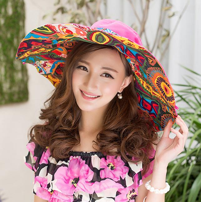 新款帽子女士夏天韩版两面太阳帽大沿帽韩国可折叠遮阳防晒沙滩帽