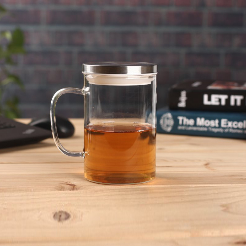 防爆耐热玻璃杯超大带盖凉水杯 加大容量创意透明办公花茶杯包邮