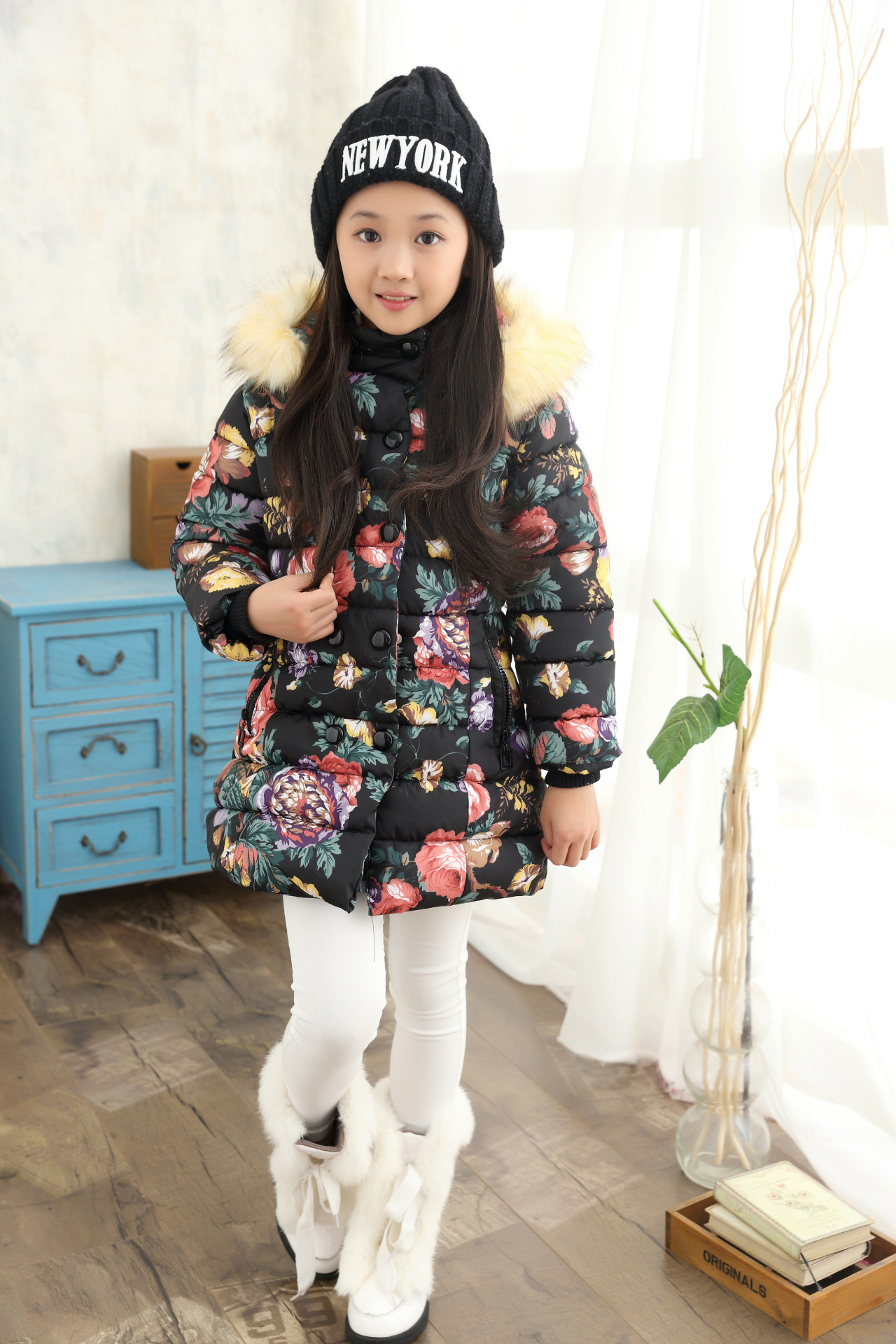 女童冬款保暖棉衣2015韩版新款公主范碎花儿童加厚加棉外套修身潮折扣优惠信息