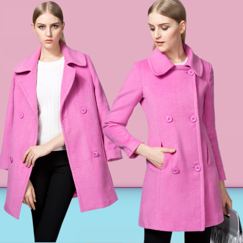 2016春季新款女装羊绒大衣翻领中长款修身韩版显瘦气质羊毛呢外套