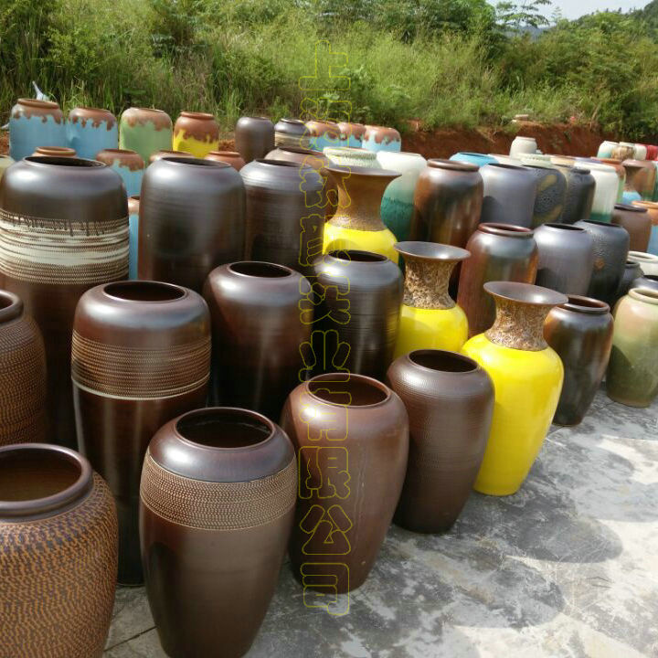 厂家直销景观土陶罐粗陶组合落地摆件陶瓷大花瓶限时打折量大从优