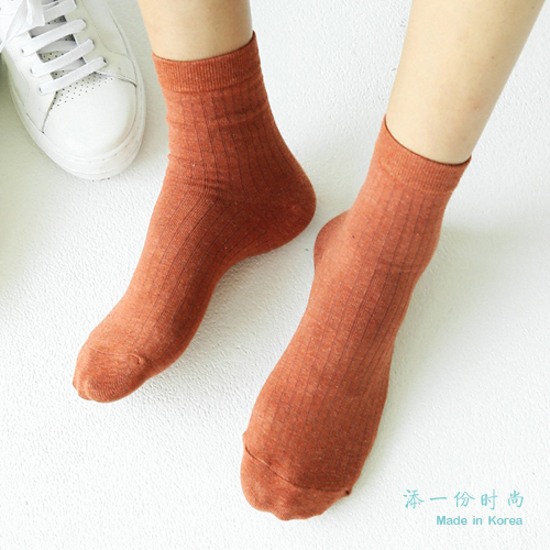 韩国正品ETNA袜子代购简约百搭纯色竖条纹中筒短棉袜堆堆袜女士袜折扣优惠信息