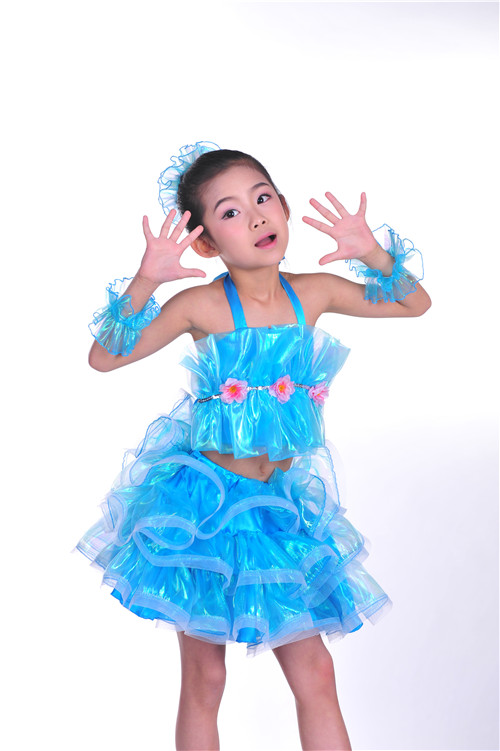 15新款儿童纱裙表演出服装六一幼儿舞蹈服小魔仙啦啦操分体舞台裙