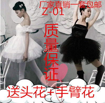芭蕾舞裙成人舞蹈纱裙专业芭蕾舞比赛黑白天鹅舞演出服装短蓬蓬裙