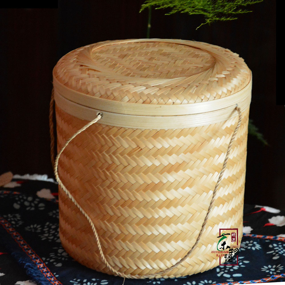 竹编357克普洱饼茶桶包装盒七子饼桶通用茶叶盒罐礼品盒收纳茶盒