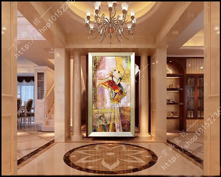 现代欧式装饰画芭蕾舞油画酒店玄关别墅客厅过道壁画竖版手绘抽象