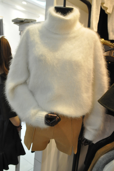 韩国代购新款保暖加厚打底常规款长袖貂绒衫高领套头毛绒绒毛衣女