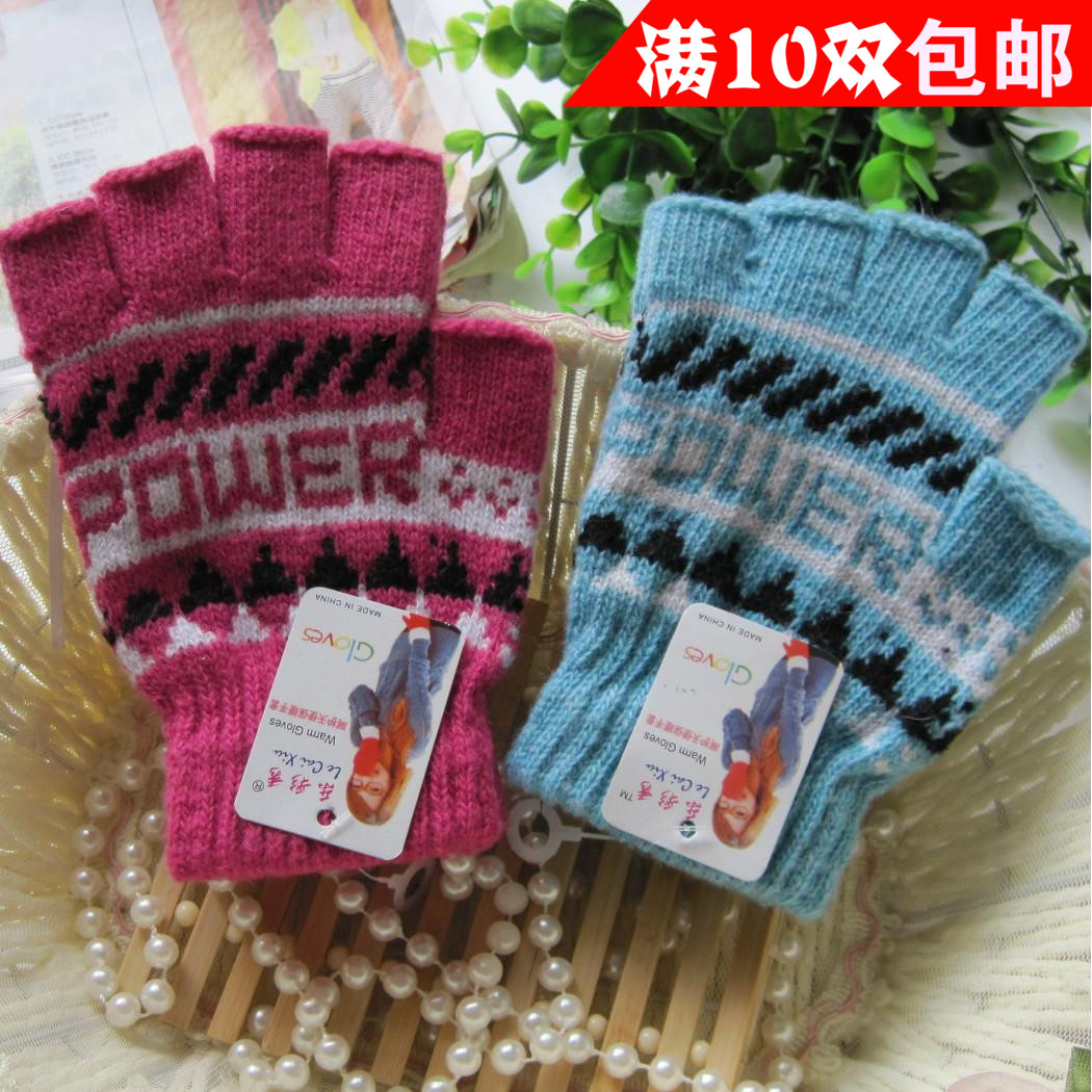 秋冬季韩版毛线保暖女士半指手套 羊毛针织露指手套批发厂家直销