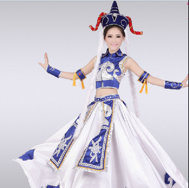 新款蒙古族服女装少数民族女装蒙古舞蹈演出服舞台表演服饰大摆裙