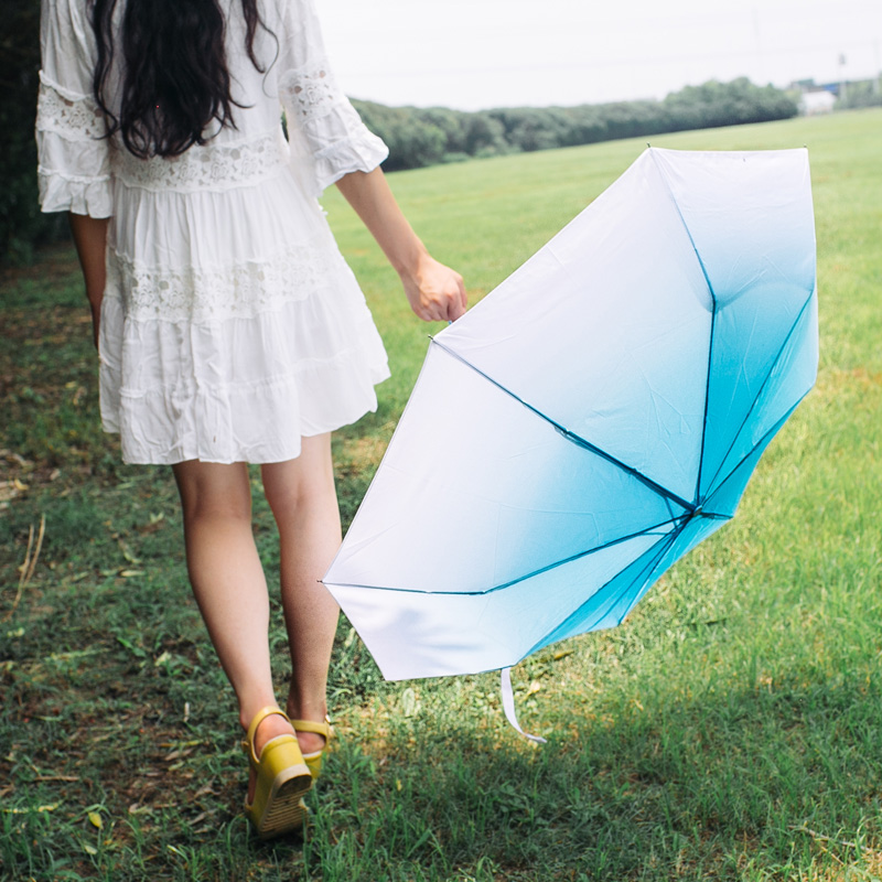全自动晴雨伞 折叠 创意 渐变伞清新折叠雨伞女士韩国可爱公主伞