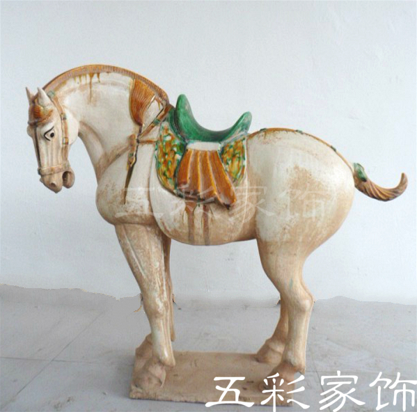 大件唐三彩马摆件仿古工艺品中国马商务礼品瓷器宾馆装饰品收藏