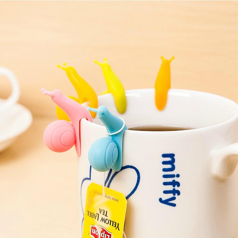 韩国新款创意精致萌物可爱派对蜗牛硅胶水杯区分夹子茶包挂批发折扣优惠信息