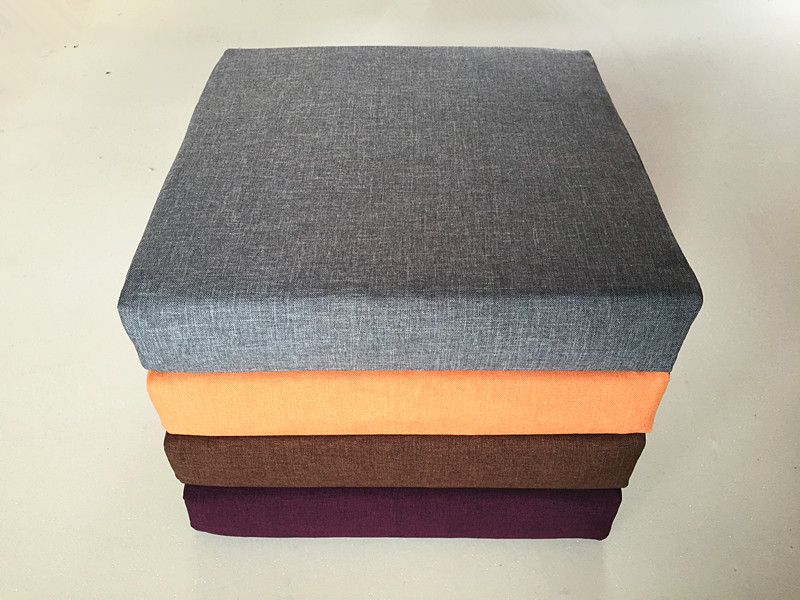 定制大号纯色细麻布海绵坐垫可拆洗椅垫素色飘窗垫木制加厚沙发垫