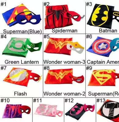 万圣节服装儿童超人披风眼罩两件套装男童美国队长服装蜘蛛侠面罩