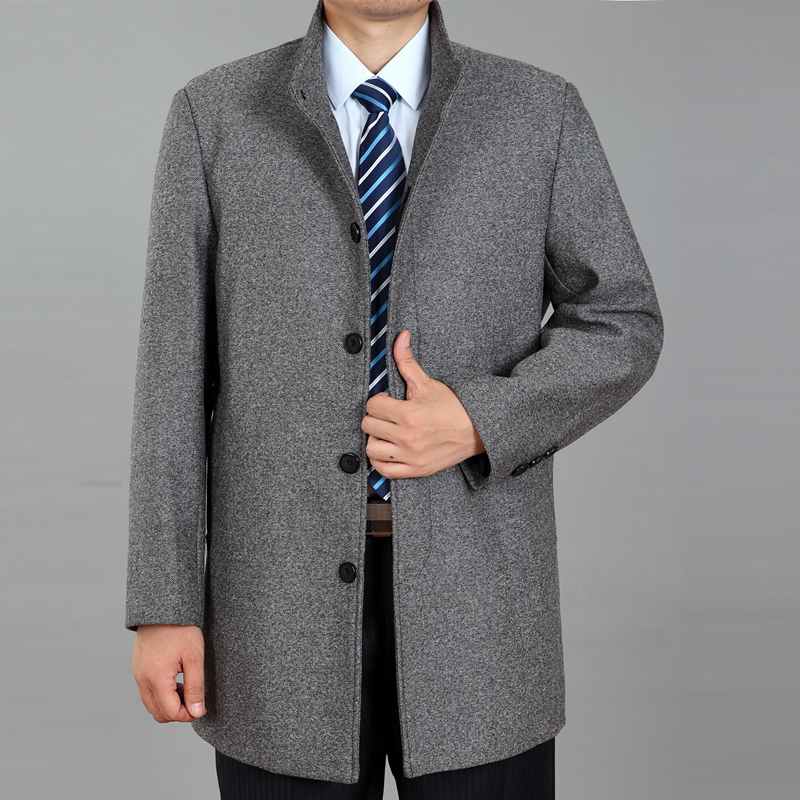 2014秋冬新款中老年男装羊毛呢大衣男士中长款羊绒呢子大衣外套