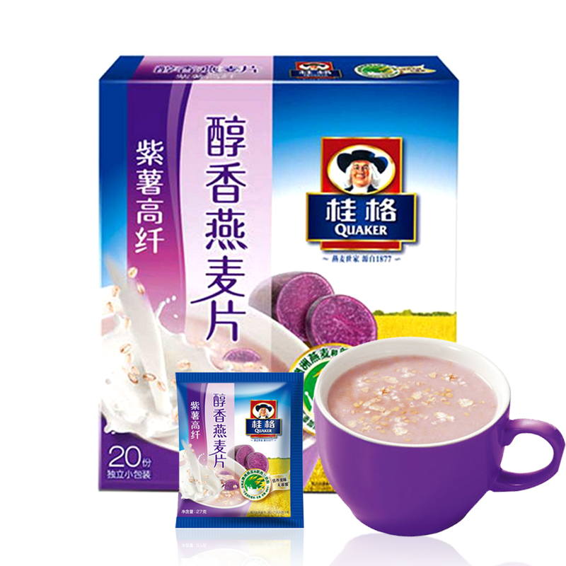 桂格燕麦片 紫薯高纤 澳洲燕麦540g（20包）早餐麦片折扣优惠信息
