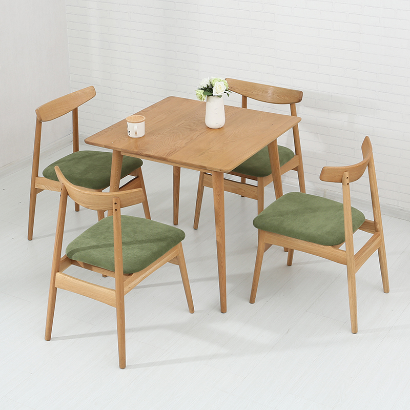 白橡创意日式正方形 小户型简约现代实木餐桌椅组合 北欧原木桌子