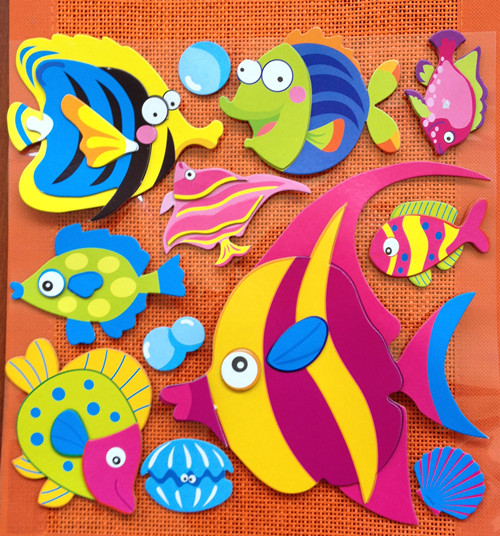 幼儿园教室布置装饰品*黑板报3D立体组合墙贴*海洋鱼动物卡通组合折扣优惠信息