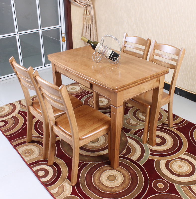 双虎豪威全实木餐桌椅小户型橡木日式原木伸缩桌可折叠餐桌椅组合折扣优惠信息