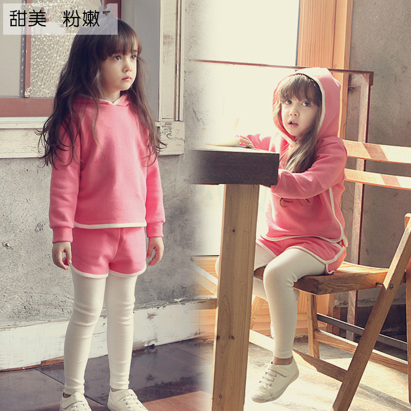 2016童装女童套装纯棉韩版春秋儿童粉色卫衣长袖两件套中小童套装折扣优惠信息