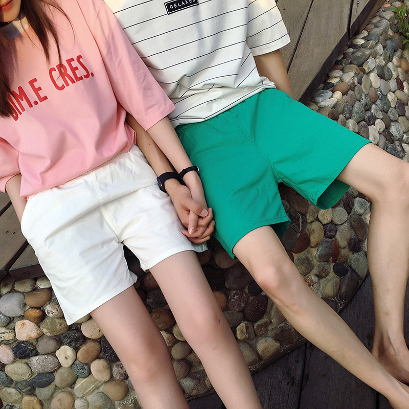 夏装休闲运动纯棉薄款沙滩裤夏季韩版宽松情侣装青年男女学生短裤
