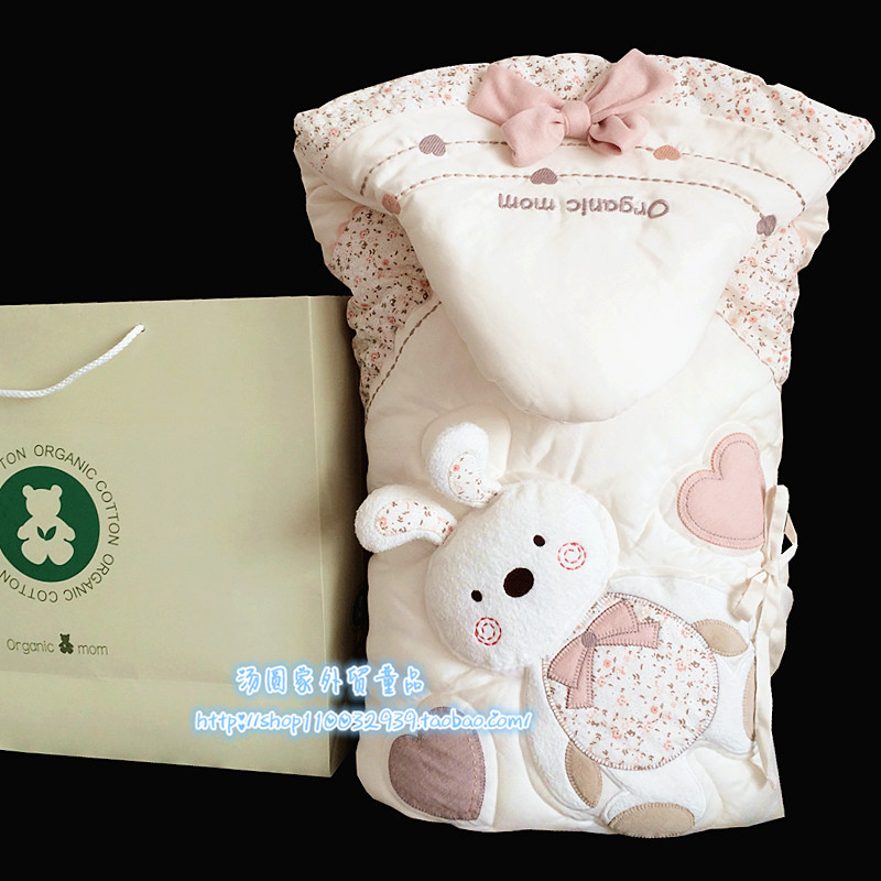 韩国专柜有机妈妈新生儿抱被秋冬纯棉初生婴儿包被春夏宝宝抱毯