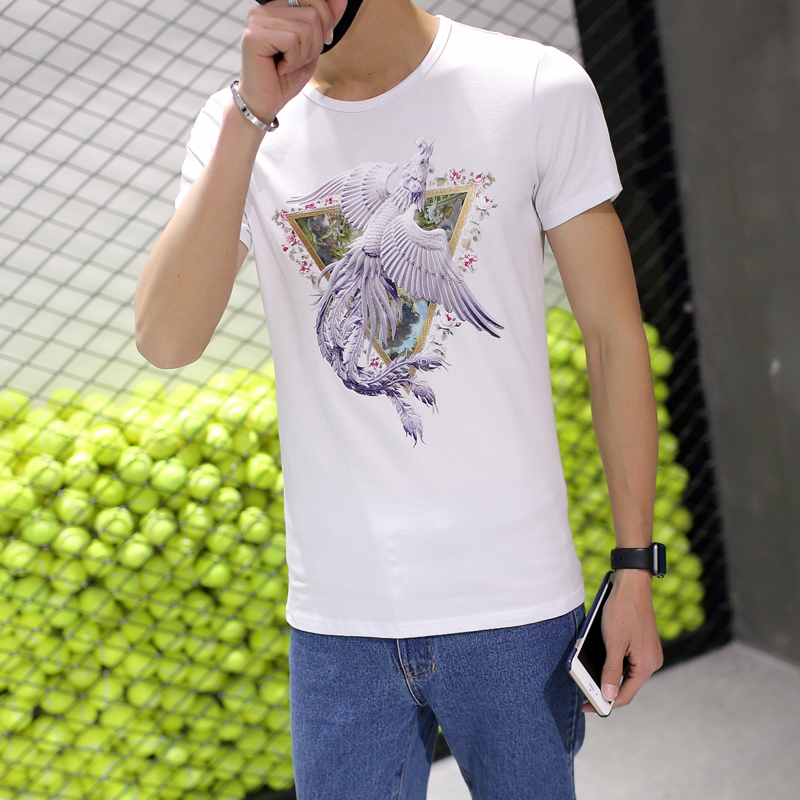 男士短袖t恤2016夏季男装纯棉圆领3D印花韩版半袖青少年打底衫