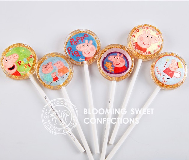 美国bloomingsweet粉红猪小妹儿童生日礼品派对棒棒糖礼品盒6支装