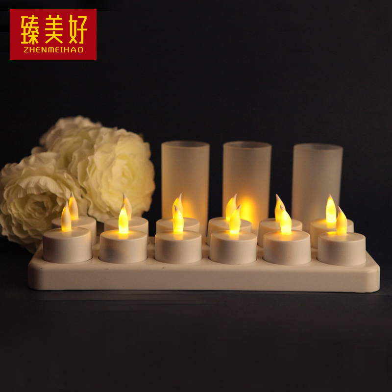 厂家正品12座充电LED电子蜡烛灯求婚浪漫生日小夜灯无烟套餐
